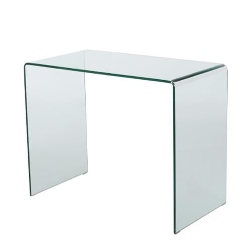 Console Hall Table Clear Glass Rectangle Top Bent Thick 12mm Tempered Glass 